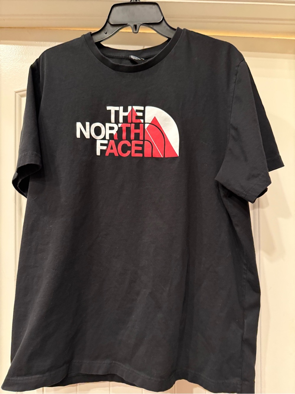 The North Face Black Short-Sleeve Tee with Red & White Logo